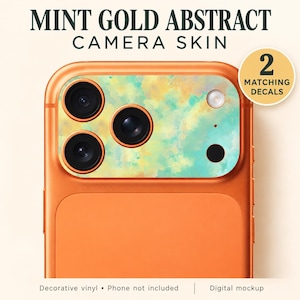 Mint Gold Abstract Camera Skin for iPhone 17 / 18 Pro & Pro Max, 2 Vinyl Decals