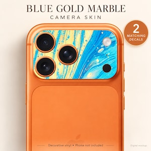 Blue Gold Marble Camera Skin for iPhone 17 / 18 Pro & Pro Max, 2 Vinyl Decals