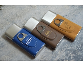 Personalisierte Zigarrenetui, gravierte Zigarrenspitze aus veganem Leder, Männer Geschenk, Firmengeschenk, Ehemann Geschenk, Freund Geschenk, Premium Zigarrenetui