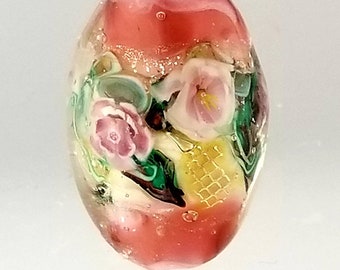 Floral Handmade Rose Murrini Lampwork Bead