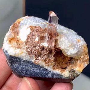 Natural pink color Topaz crystal on matrix specimen from katlang mine Mardan Raw Topaz specimen.