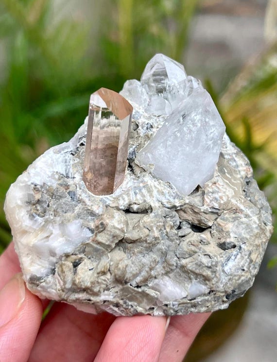 Natural Imperial Clean Topaz Crystal With Quartz on Matrix
