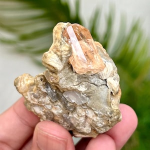 Natural rare imperial topaz fluorescent crystal on matrix specimen from katlang Pakistan,52x35x23 mm