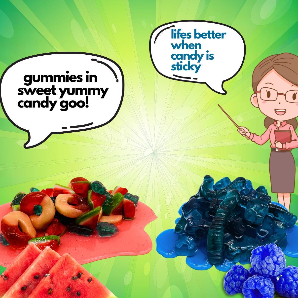 Blue Raspberry Watermelons Sweet Gooey Gummies – Blue Raspberry & Watermelon in Sweet Ooze | Candy ...