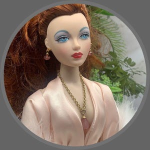 Pink Teardrop Pendant Doll Necklace Earrings Set 16” Doll Tonner Gene Spellbound