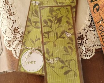 Laminated bookmark with pocket card * Butterfly Garden