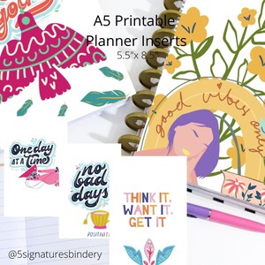 Positive Vibes Dashboard Insert Covers for Planner - Digital Printable half letter Journal
