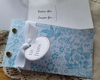 Personalized Mother's Day Coupon Book | Blue Floral