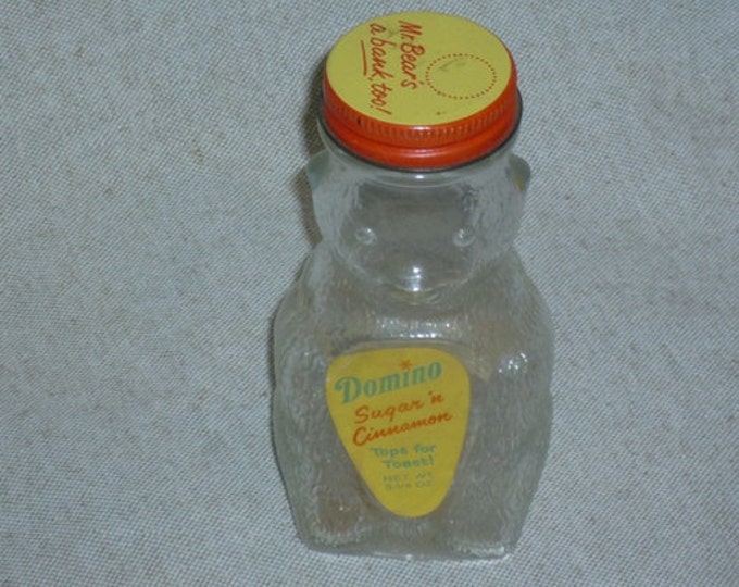Vintage Domino Cinnamon Sugar Glass Bear Bank Etsy