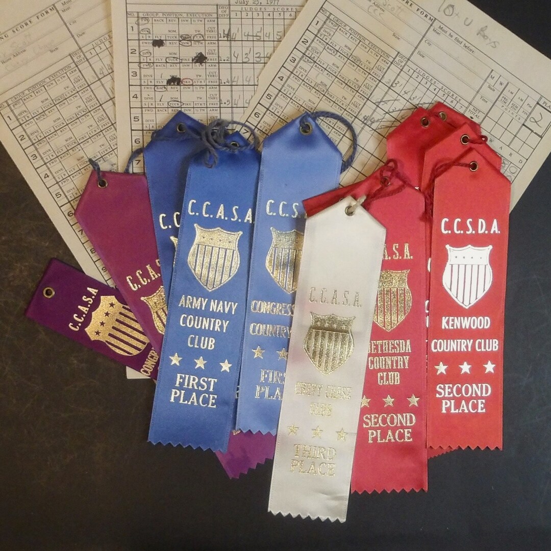 Vintage Swimming/diving Ribbons Lot of 12 1970s Swim Team Prizes Retro ...