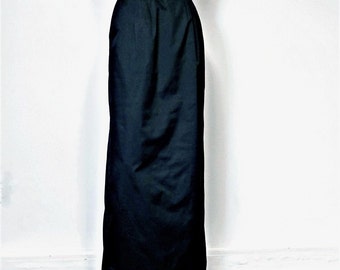 Vintage Maxi Skirt Black Silky Fully Lined Long 27" Waist Size Small