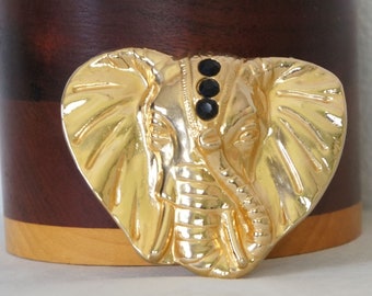 Vintage Large Elephant Belt Buckle Trunk Up Gold Tone Belt Buckle Vintage Lucky Elephant Trunk up Gold Tone Metal  main image 4