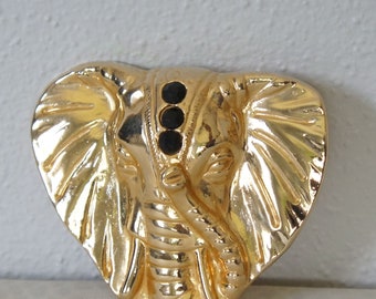 Belt Buckle Vintage Lucky Elephant Trunk up Gold Tone Metal  display picture 2
