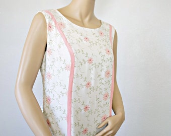 Cotton Candy Pink Floral Dress 1960's Shift Floral Vintage Summer Pink and White Giselle Size Small