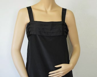 1990's Blouse Top Cami Style Black Sleeveless Silky Vintage Tagged Size 10
