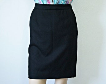 Designer Skirt Wool Black Short Mini Vintage Pencil Back to School Valentino Boutique Size 12