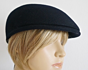 Duckbill Hat Vintage Unisex Flat Cap Felt Men's Women's Country Boy Newsboy Navy Blue