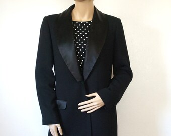 Black Tuxedo Jacket, Womens Convertible Blazer, Vintage, Size 10, Designer