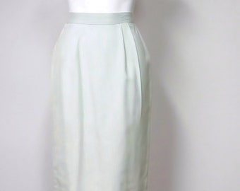 Pencil Skirt, Pastel Mint Green, Straight, Vintage 1980's, Tagged Size 7