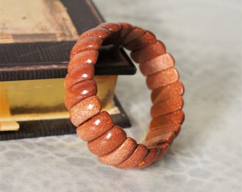 Goldstone Stretch Bracelet Sparkly Bling Brown Beaded