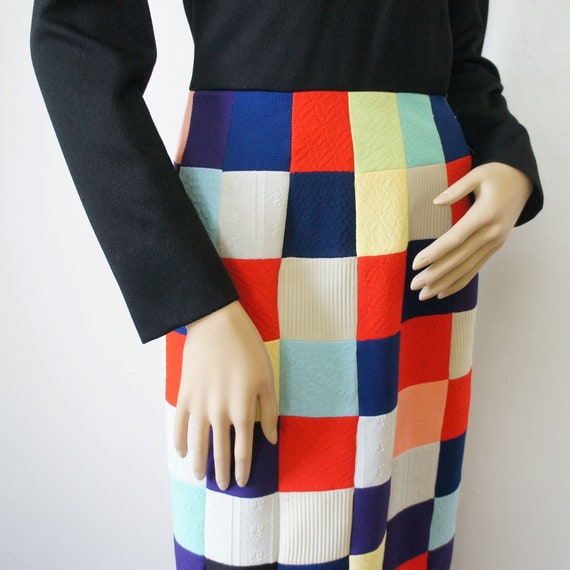 Vintage Maxi Dress 1960's Hostess Mod Patchwork P… - image 10