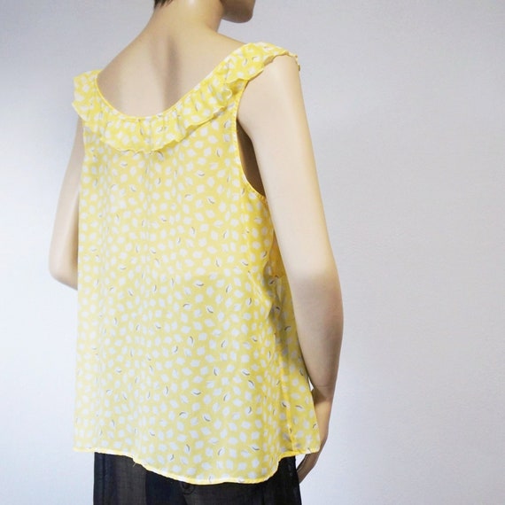 Vintage Blouse Yellow Sheer Pistachio Sleeveless … - image 4