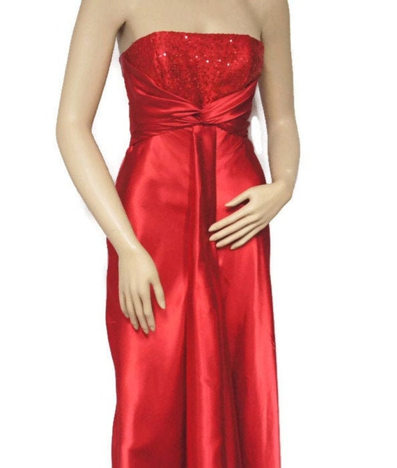 Extra Small Red Strapless Gown by Jessica Mc Clin… - image 2