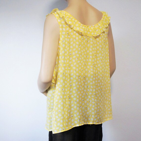 Vintage Blouse Yellow Sheer Pistachio Sleeveless … - image 8