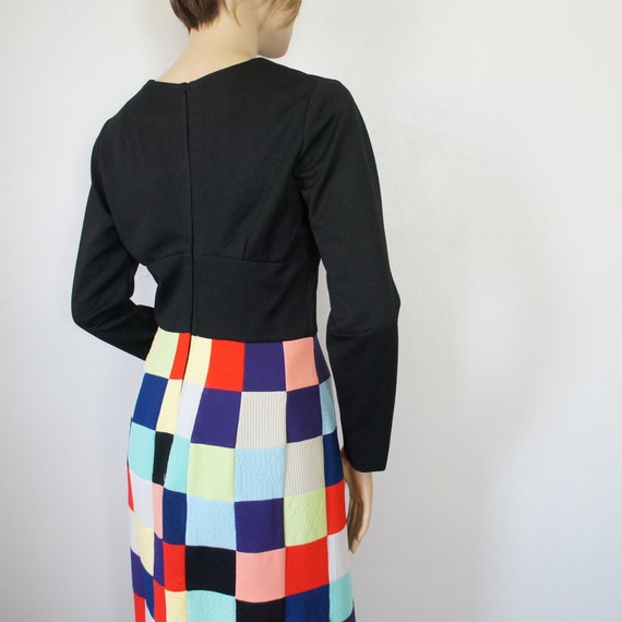 Vintage Maxi Dress 1960's Hostess Mod Patchwork P… - image 4