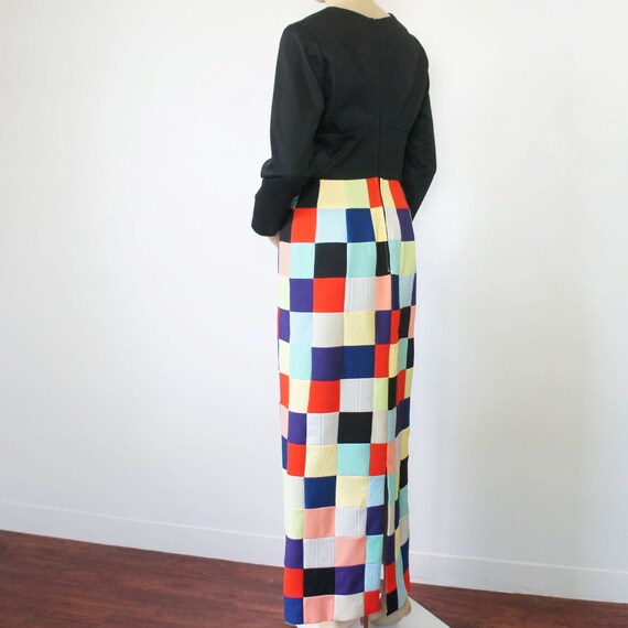 Vintage Maxi Dress 1960's Hostess Mod Patchwork P… - image 3