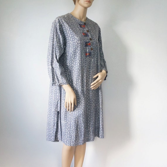 Cotton Caftan Ethnic Gray Comfort Dress Vintage K… - image 3