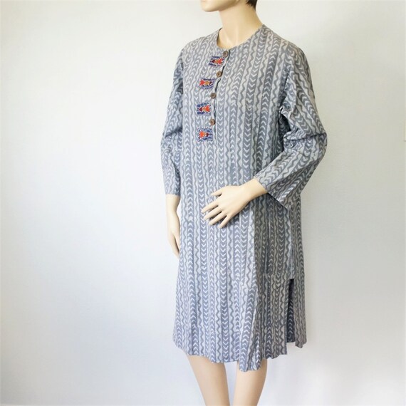 Cotton Caftan Ethnic Gray Comfort Dress Vintage K… - image 6
