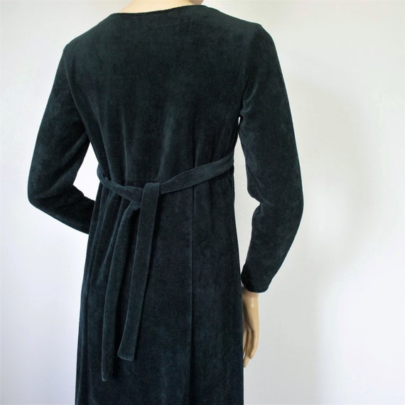 1970's Dress Navy Blue Velour Empire Waist 1980's… - image 3