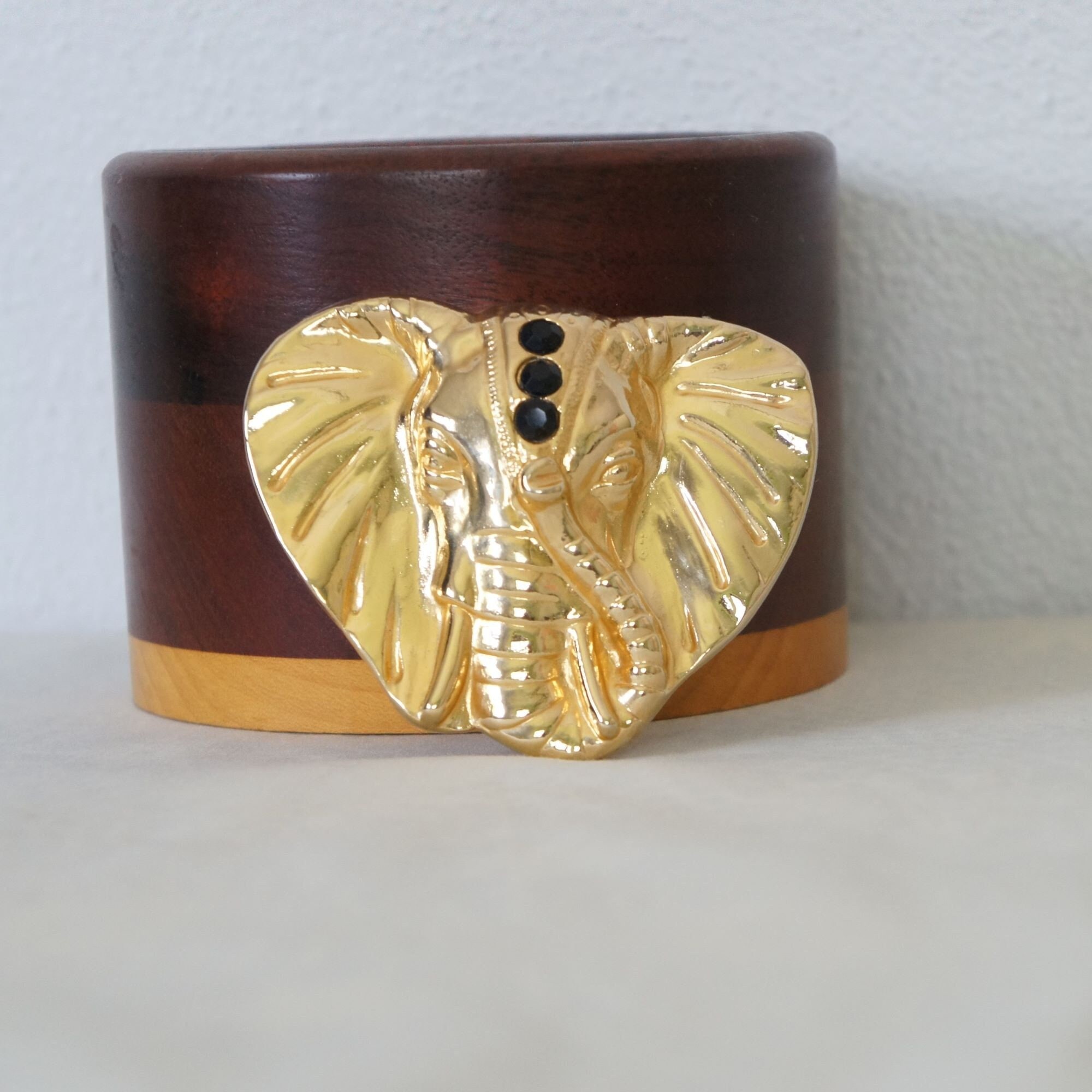Belt Buckle Vintage Lucky Elephant Trunk up Gold Tone Metal  display picture 1