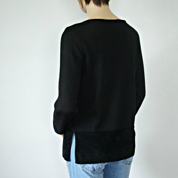 Beaded Black Pullover Sweater Vintage Long Sleeve… - image 6
