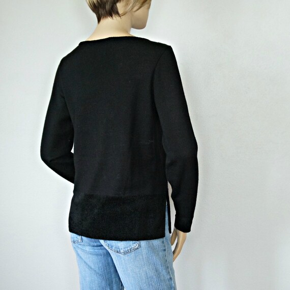 Beaded Black Pullover Sweater Vintage Long Sleeve… - image 8