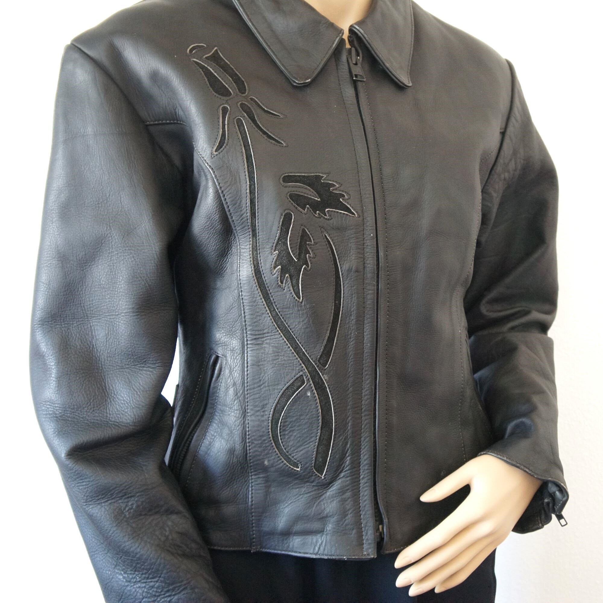 Motorcycle Jacket Extra Small 1990's Black Leather Vintage