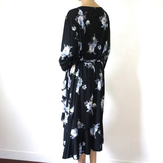 Blue Floral Robe Vintage 1990's Full Ruffle Skirt… - image 2