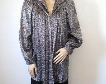 Chaqueta vintage de los años 80, estilo años 90, metalizada, estilo Hollywood, talla mediana.
