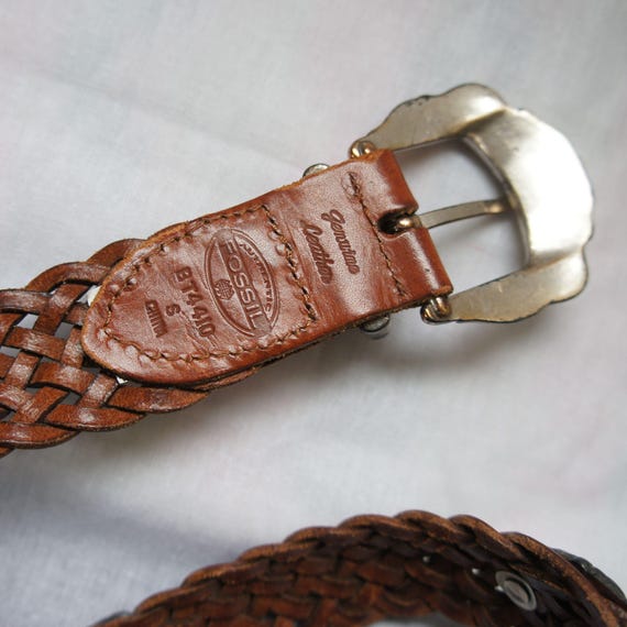 Fossil Belt Braided Leather Western Concho Size Small Etsy