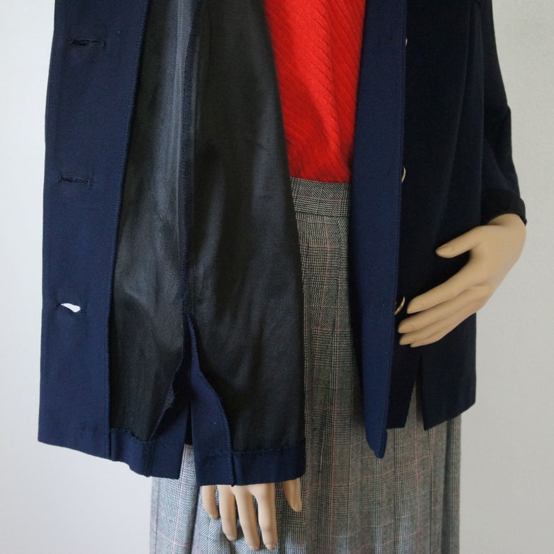 Vintage Jacket Navy Blue Slouchy 50's Style Lightweight Button Front No Size Tag See Measurements image 9