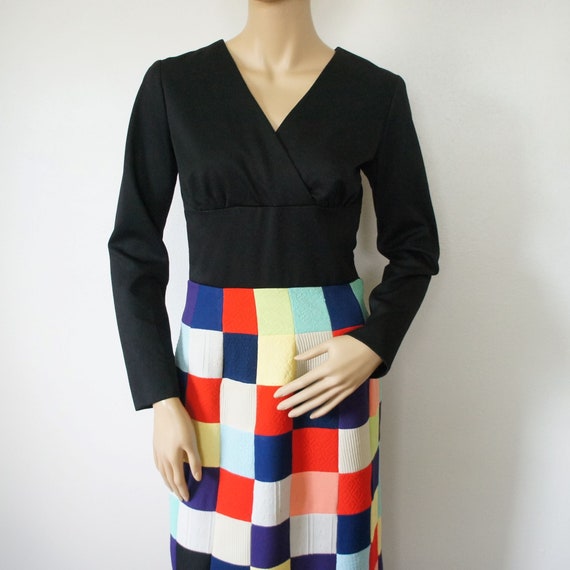 Vintage Maxi Dress 1960's Hostess Mod Patchwork P… - image 9