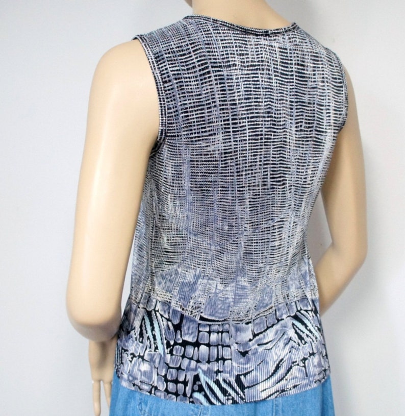 Vintage Blouse Shell Silver Grey Top Sleeveless Stretch - Etsy