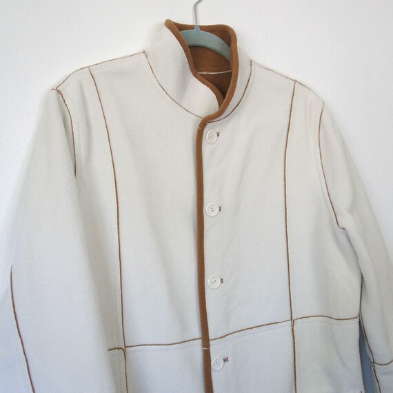 Vintage Coat Reversible Blanket Patchwork Brown C… - image 6