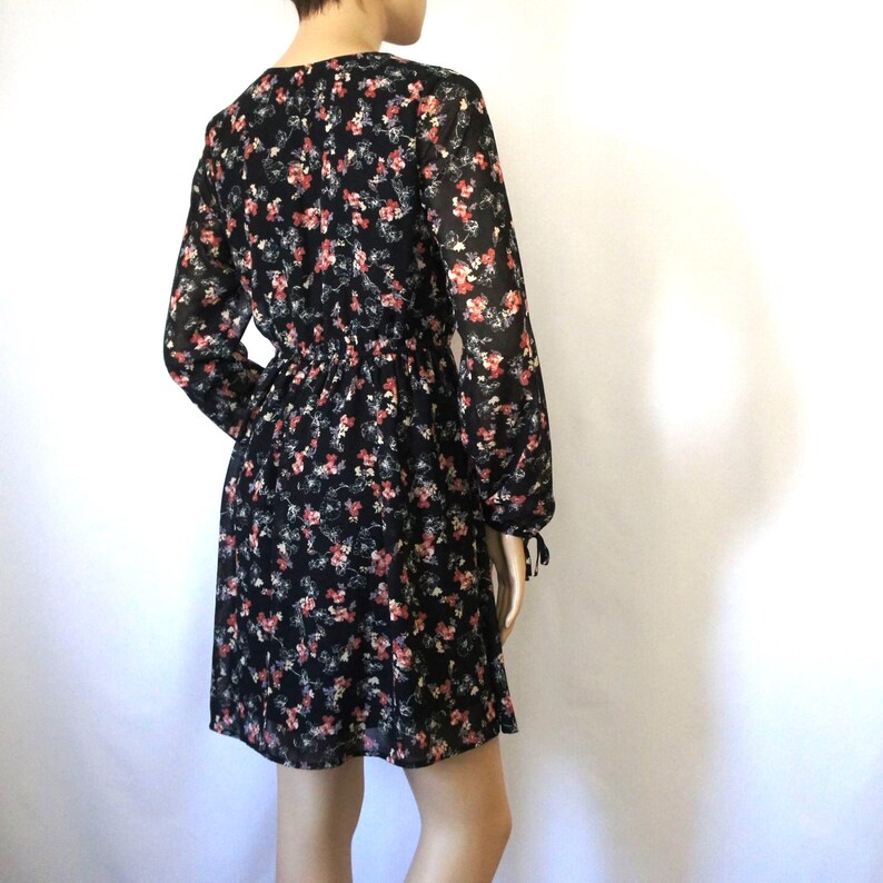 Vintage Dress 1980's Floral Feminine Cottagecore Long Sleeve Extra Small Bild 6