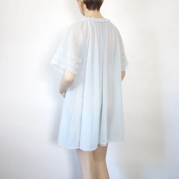 Robe 1960's Vintage Sheer Baby Doll Wedding Robe … - image 10