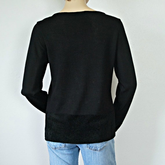 Beaded Black Pullover Sweater Vintage Long Sleeve… - image 7