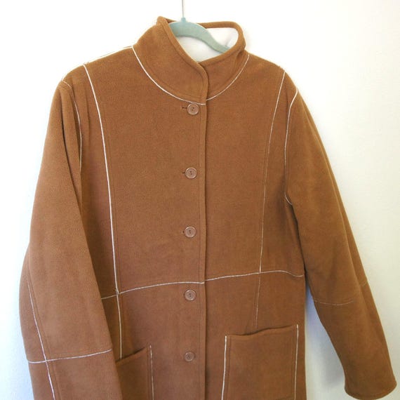 Vintage Coat Reversible Blanket Patchwork Brown C… - image 7