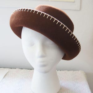 Jennifer Moore Brown 100%‎ Wool Felt Embroidered Cloche Hat Made in Italy 7.75 Jennifer Moore Hats for Women on Sale up to 90% Off: Poshmark main image 3