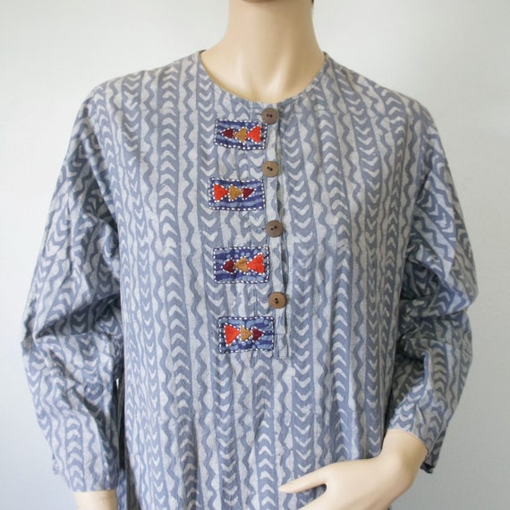 Cotton Caftan Ethnic Gray Comfort Dress Vintage K… - image 2